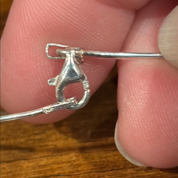 Sterling Silver Stone inlay Slide Pendant on 925 wire choker Necklace. - Picture 8 of 9